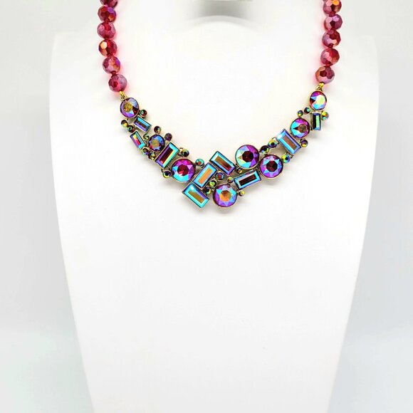Heidi Daus Red Aurora Borealis Swarovski Crystal Statement Necklace ONLY - Picture 5 of 8